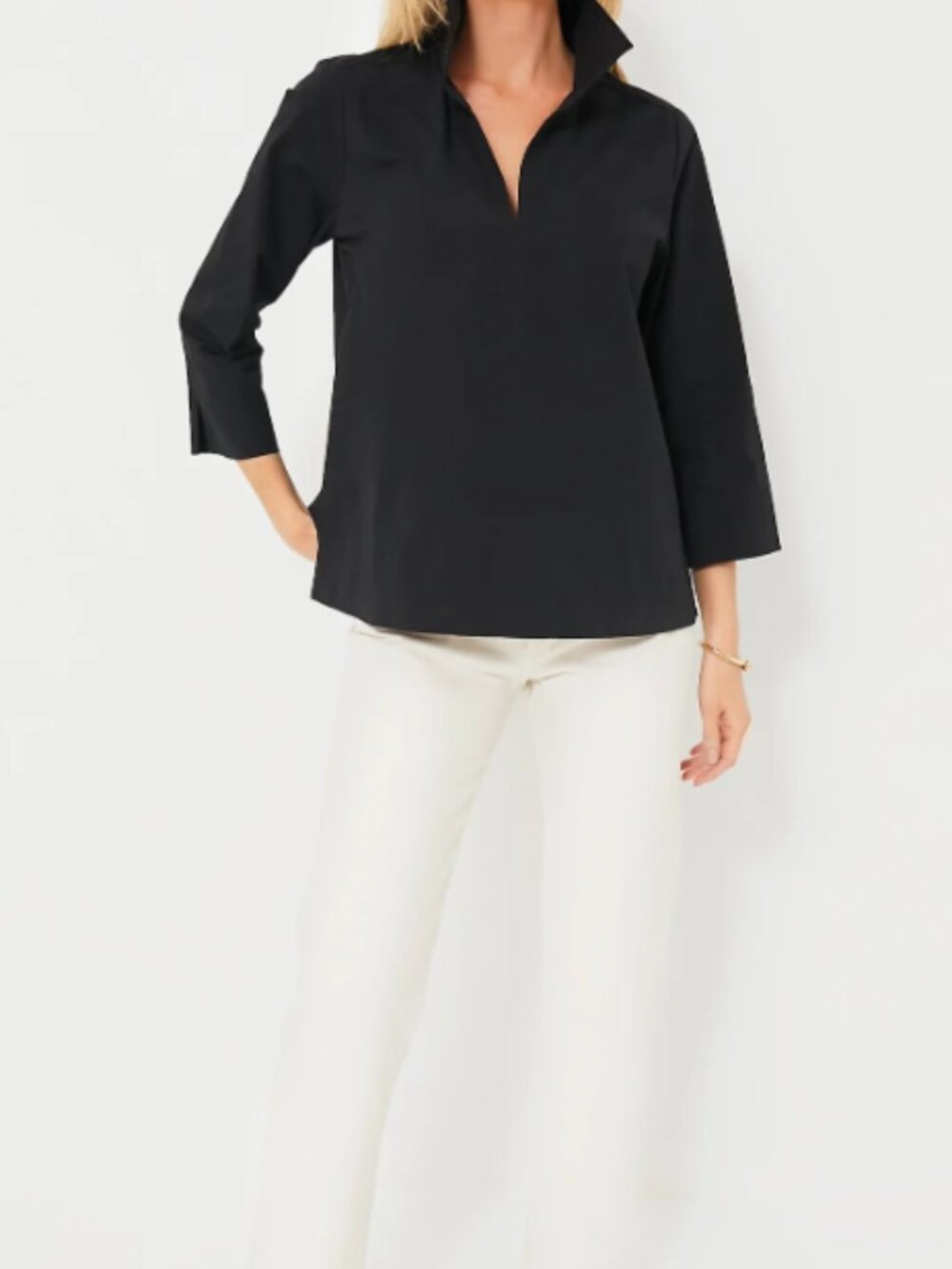 Tuckernuck Black Margot Sullivan Stand Collar Blouse XS